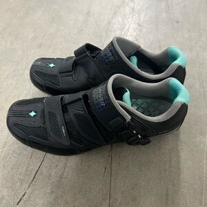 Stylish Black and Teal Women's Cycling Shoes